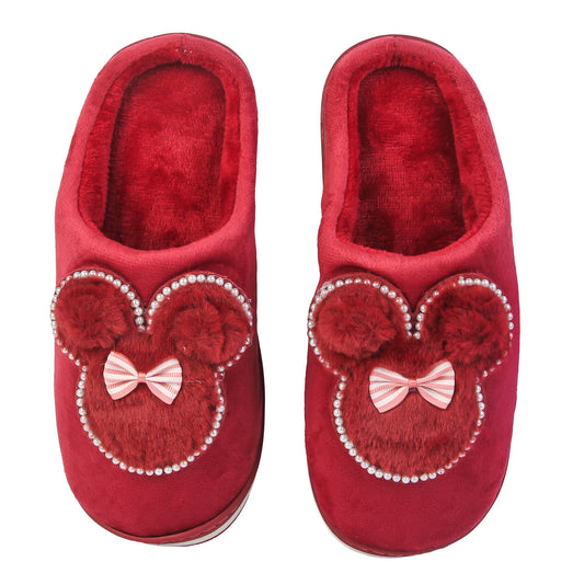 Brauch Women's Maroon Pearl Mickey Winter Slippers