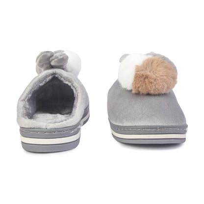 Brauch Women's Grey Furry Bunny Winter Slippers