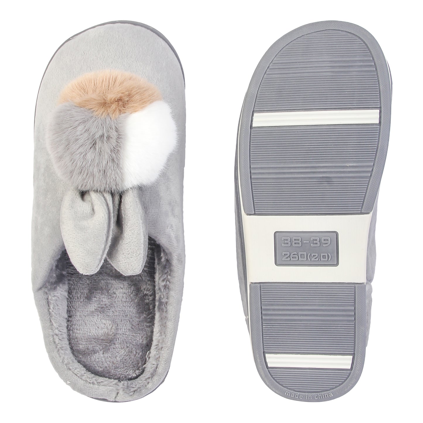 Brauch Women's Grey Furry Bunny Winter Slippers