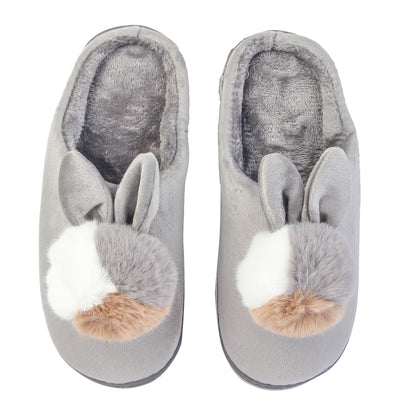 Brauch Women's Grey Furry Bunny Winter Slippers