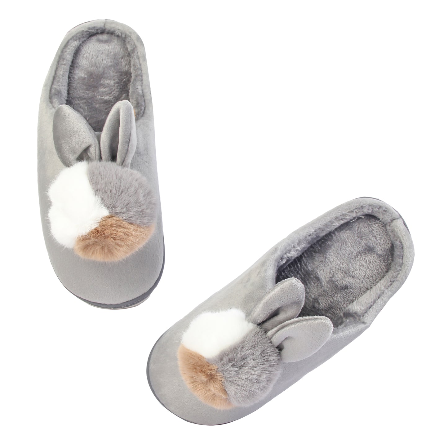 Brauch Women's Grey Furry Bunny Winter Slippers