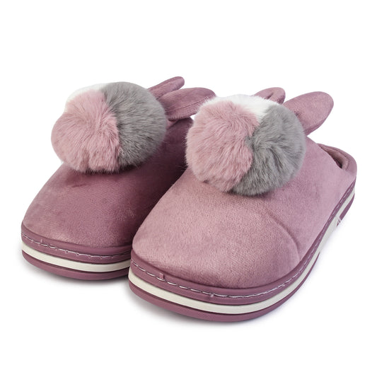 Brauch Women's Purple Furry Bunny Winter Slippers