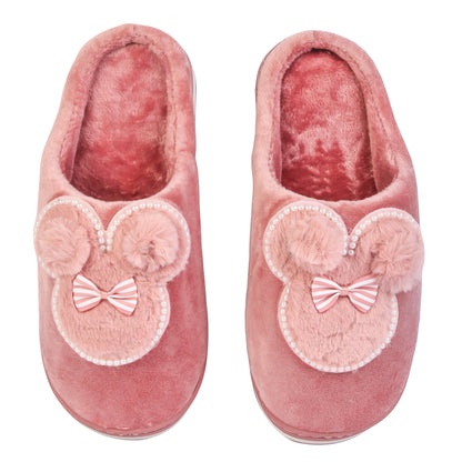 Brauch Women's Pink Pearl Mickey Winter Slippers