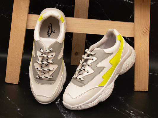 White and Neon Thunder Casual Sneaker