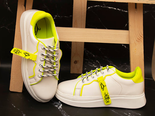 White and Neon Live Laugh Love Casual Sneaker