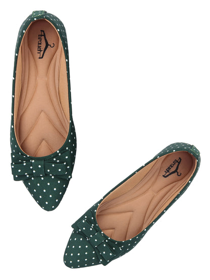 Brauch Olive Polka Bow Ballerinas