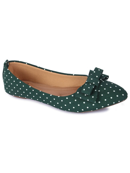 Brauch Olive Polka Bow Ballerinas