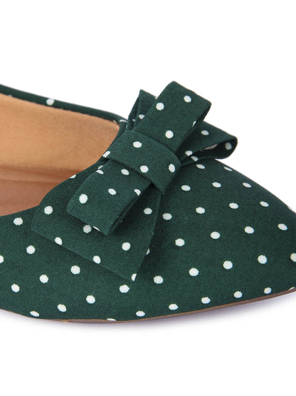 Brauch Olive Polka Bow Ballerinas