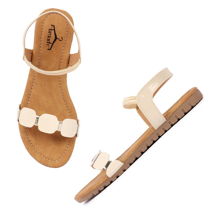 Brauch Women's Off White Oval Belt Sandal