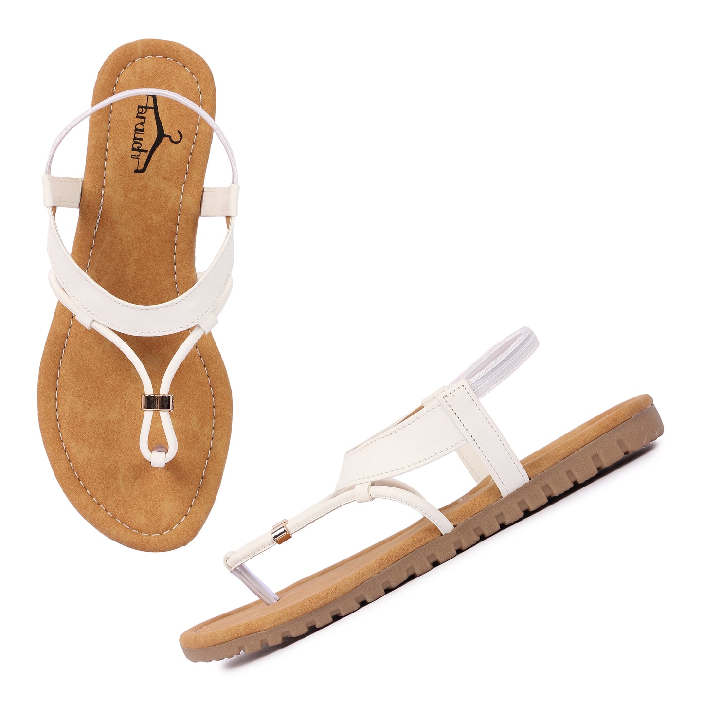 Brauch Women's White Thong Strap Sandal