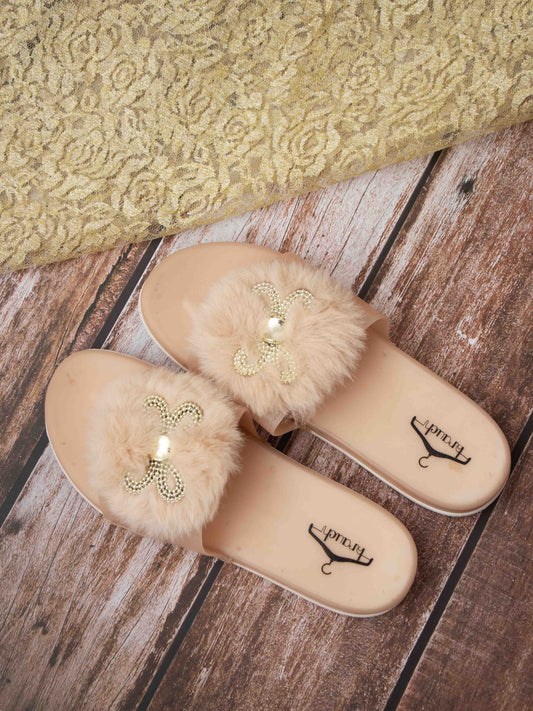 Brauch Women's Beige Butterfly Slides