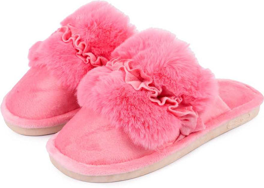 Brauch Women's Pink Fur Floral Winter Slippers…